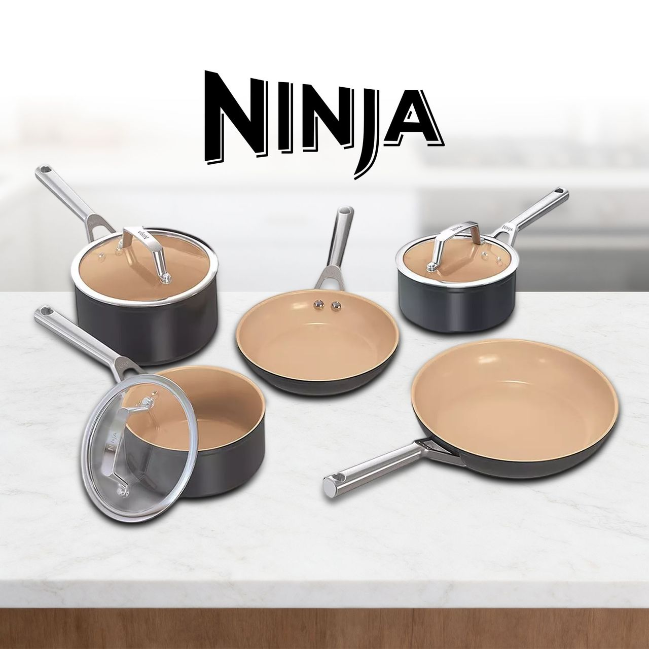 Ninja Ceramic 5 Piece Aluminium Pot/Pan Set
