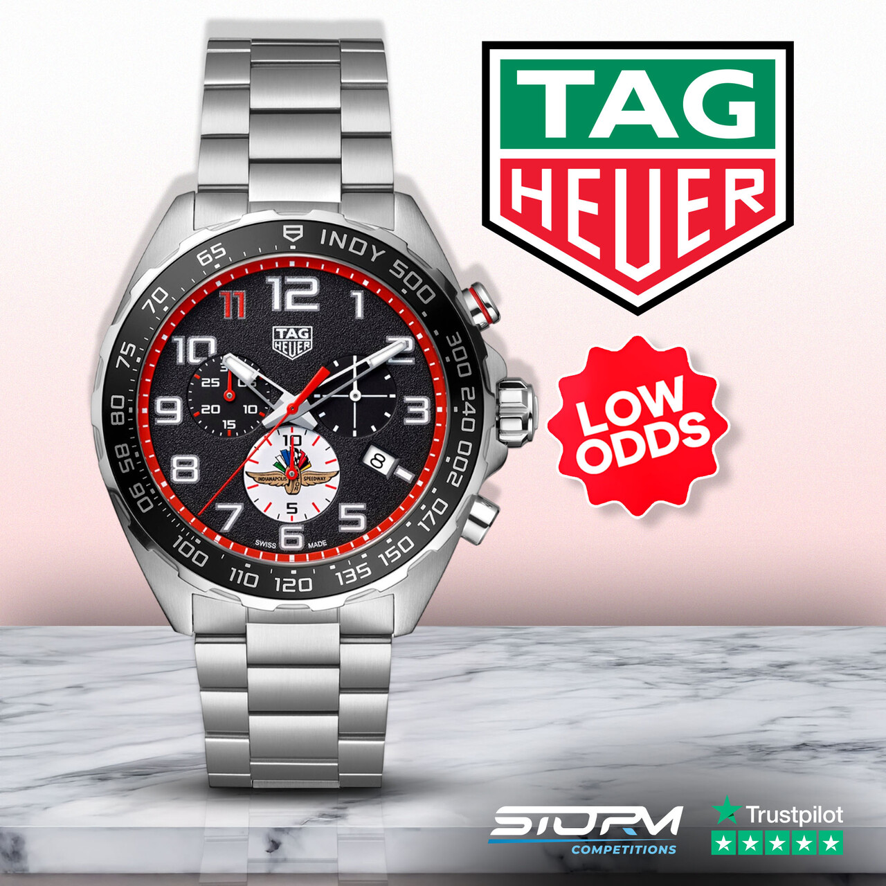 Tag Heuer Formula 1 Indy 500 43mm Special Edition Mens Watch Black #3