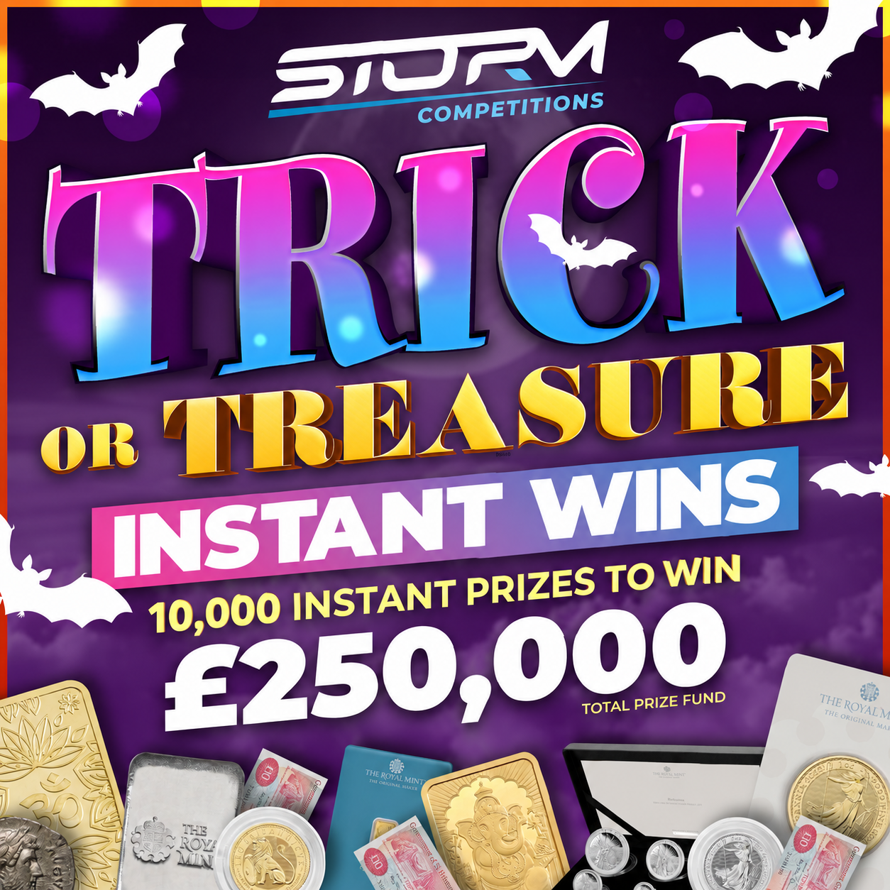 Trick or Treasure Instant Wins – 10,000 Prizes – £250,000 Prize Fund