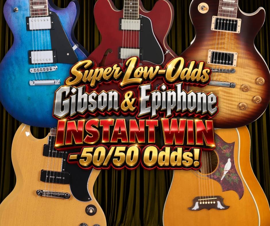 Super Low-Odds Gibson & Epiphone Instant Win – 50/50 Odds!
