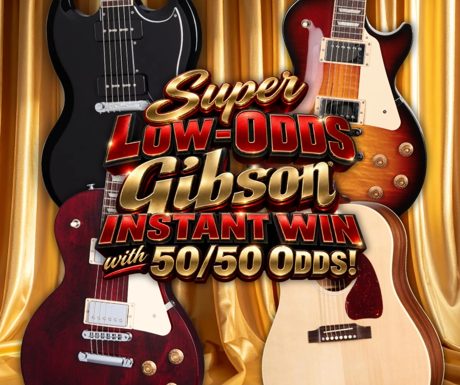 Super Low-Odds Gibson Instant Win with 50/50 Odds!