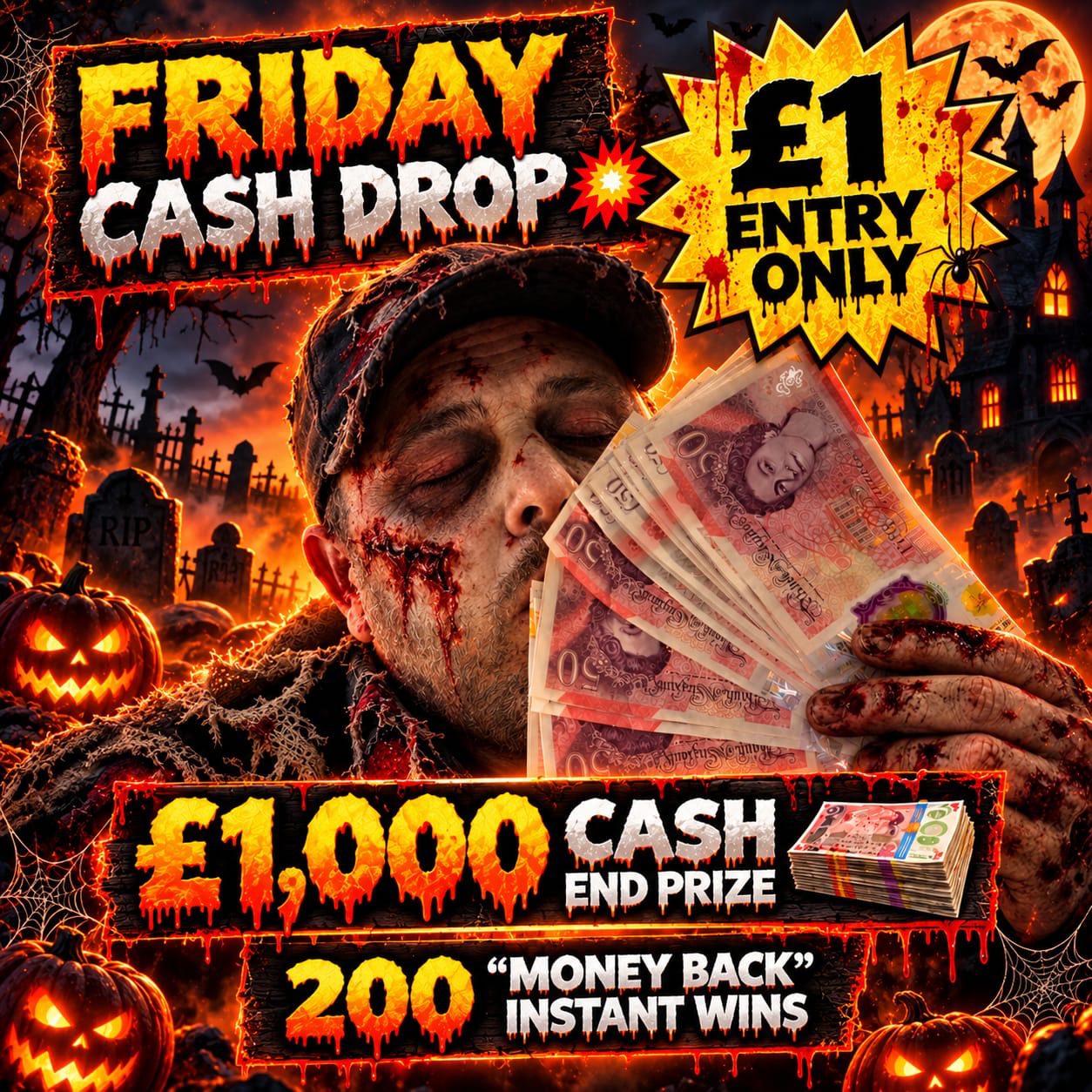 £1000 Friday Cash Drop + 200 ‘Money Back' Instant Wins #21
