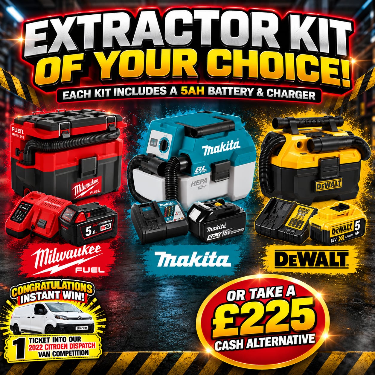 18v Cordless Extractor Kit – Choose Your Brand (+ Van Instant Wins)