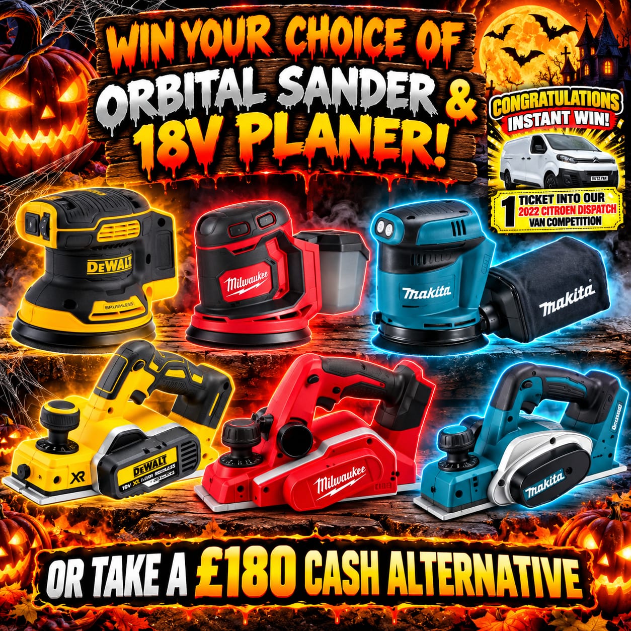 18v Planer & Orbital Sander Of Your Choice (+ Van Entry Instant Wins)