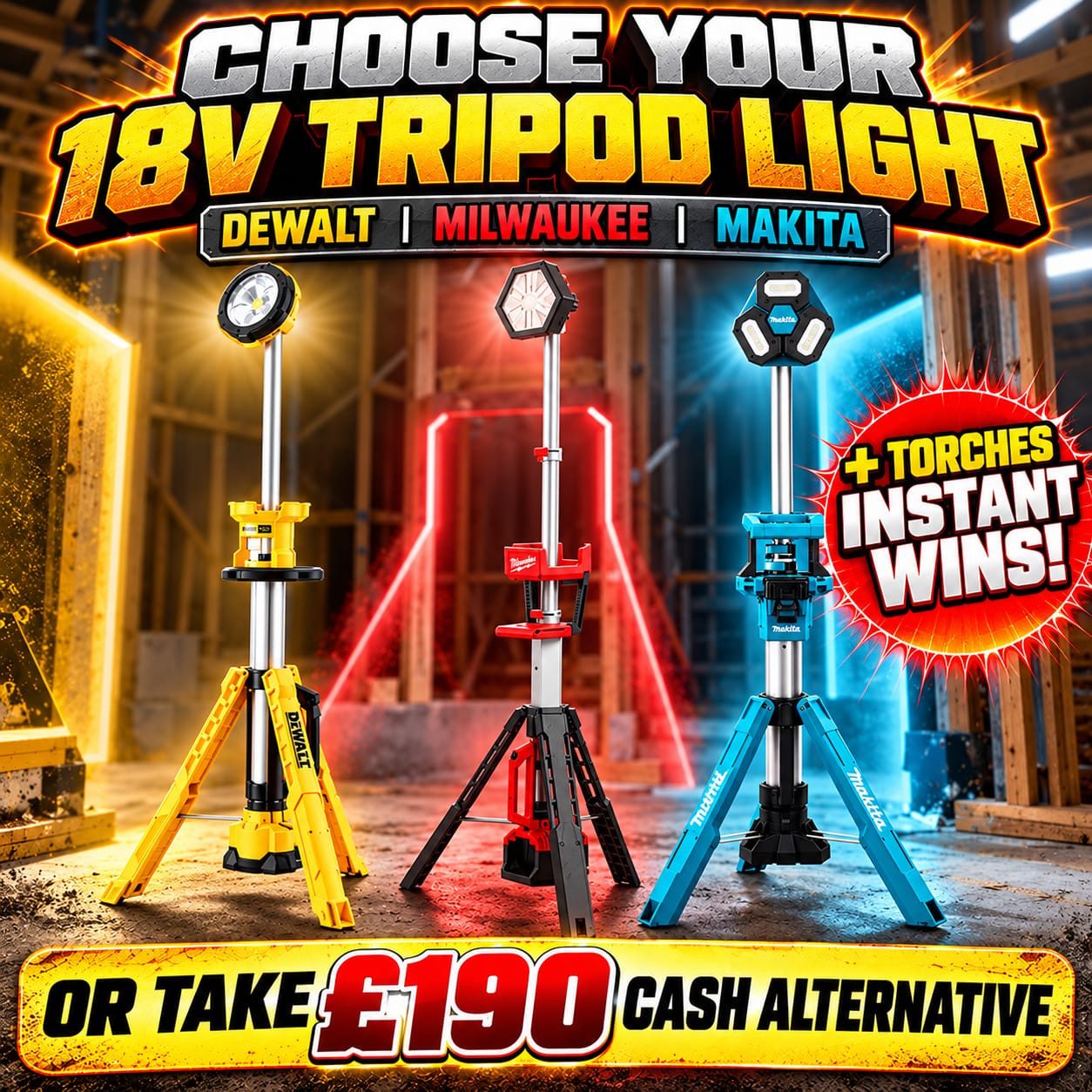 18v Tripod Light Of Your Choice (+ Instant Wins!)