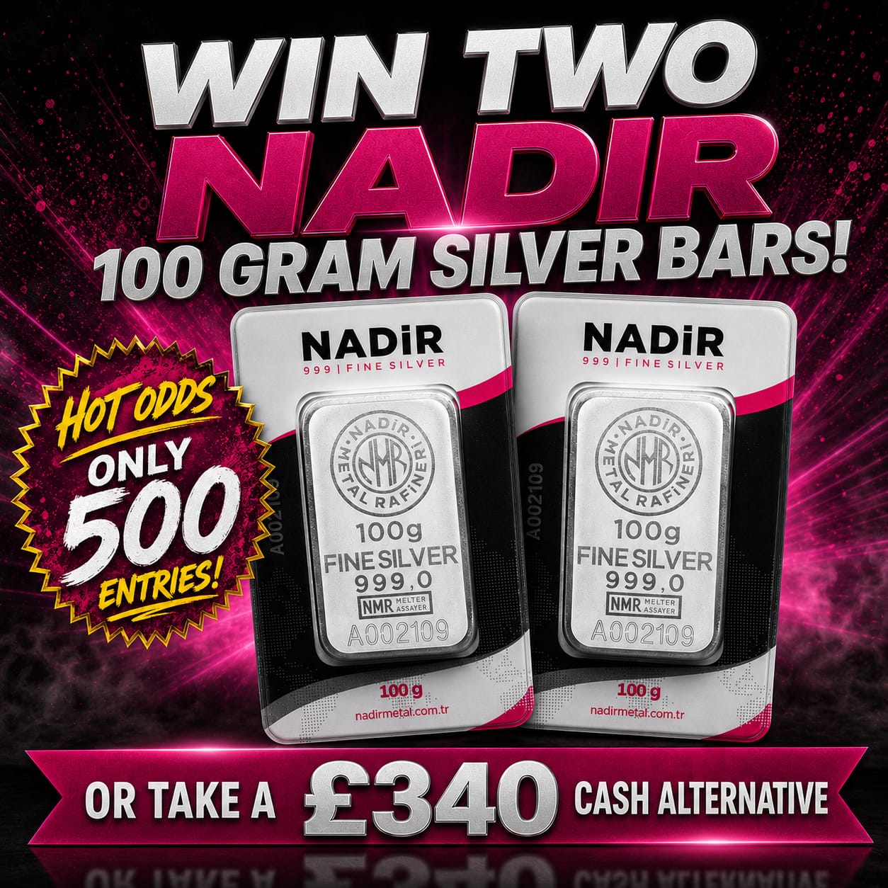 2 x Nadir 100g Silver Bars