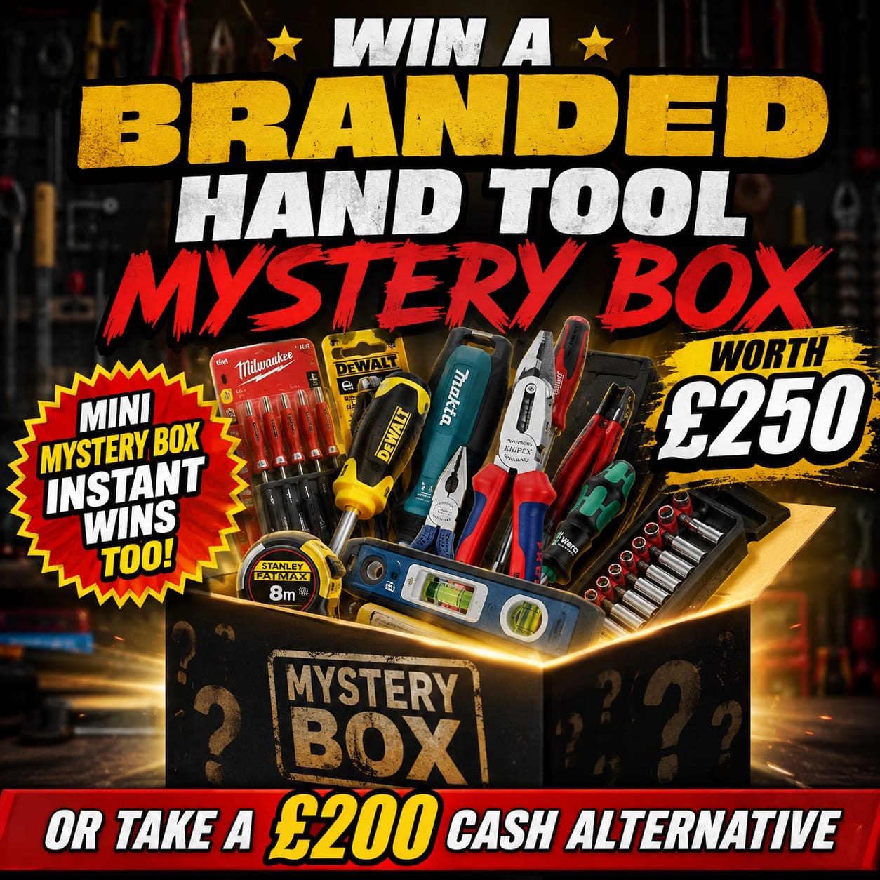 £300 Mystery Hand Tool Box Or £250 Cash