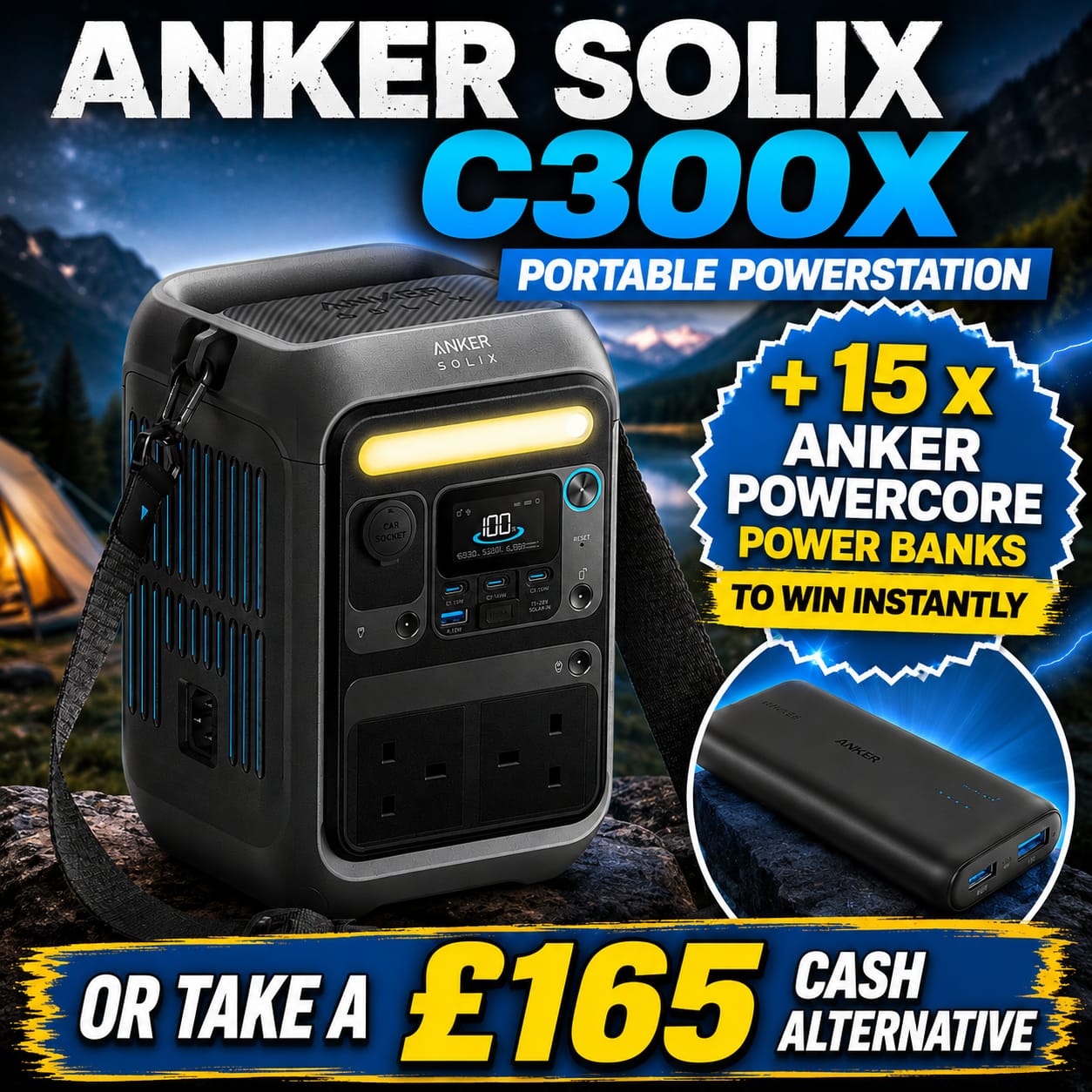 Anker Solix C300X Portable Power Station #7 (+ 15 x Anker PowerCore Instant Wins)