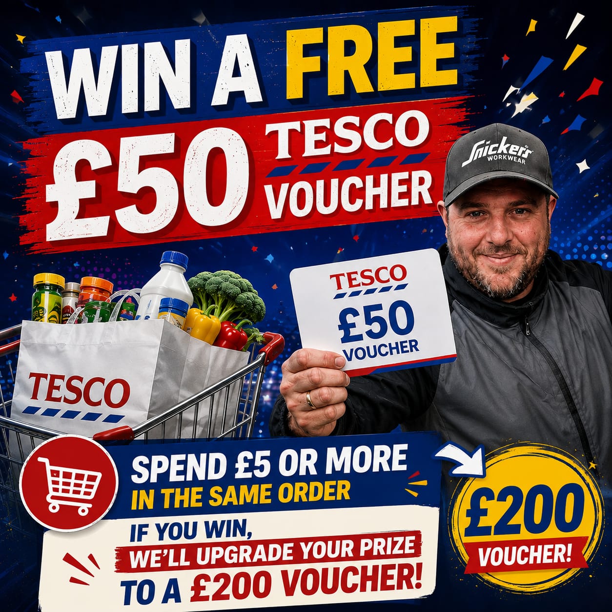 APP ONLY – FREE £50 Tesco Voucher – Spend £5+ To Upgrade Your Prize #3