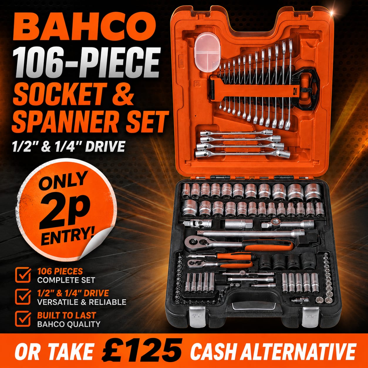Auto Draw – Bahco 106pc 1/2″ & 1/4″ Socket & Spanner Set