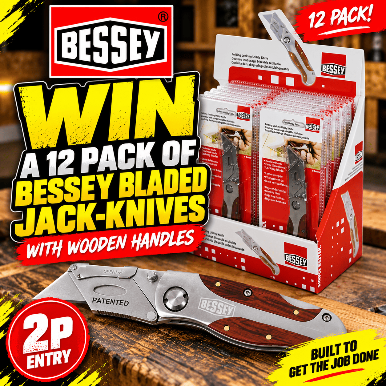 Auto Draw – Bessey Bladed Jack-Knife With Wood Handle DBKWH-EU 12 Pack