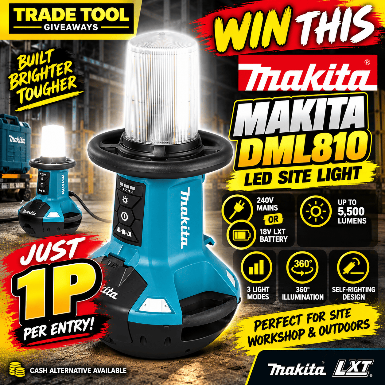 Auto Draw – Makita DML810/2 18V LXT & 240V Self Righting Site Light – Body #2