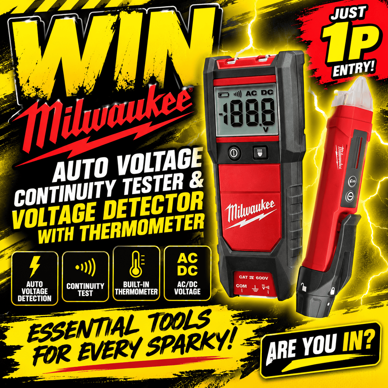 Auto Draw – Milwaukee Non Contact Voltage Tester & Auto Voltage Continuity Tester
