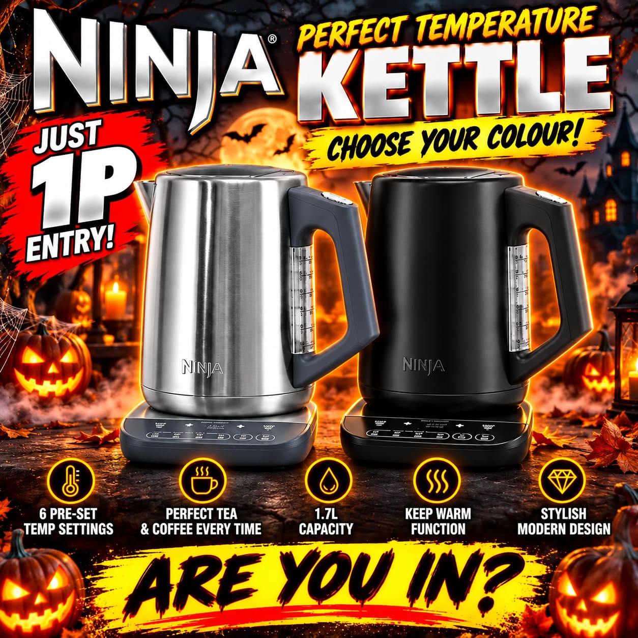Auto Draw – Ninja Perfect Temperature Kettle – Choose Your Colour #2
