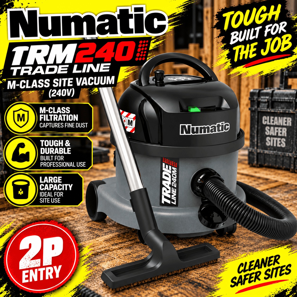 Auto Draw – Numatic TRM240 TradeLine M-Class Site Vacuum (240V)