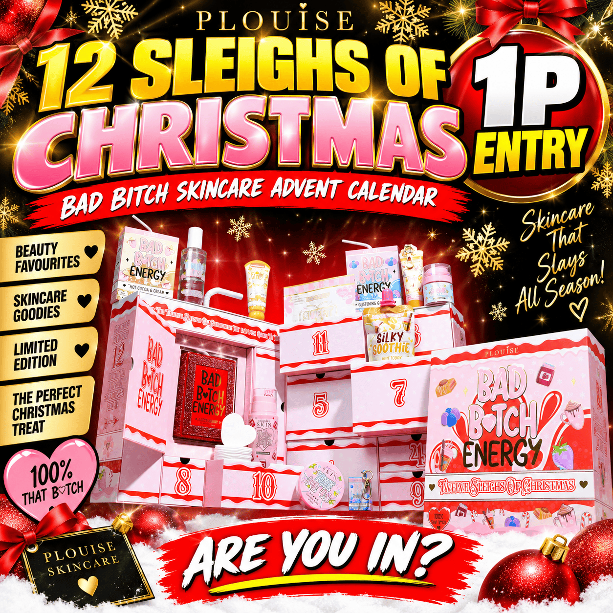 Auto Draw – PLOUISE 12 Sleighs Of Christmas Bad Bitch Skincare Advent Calendar