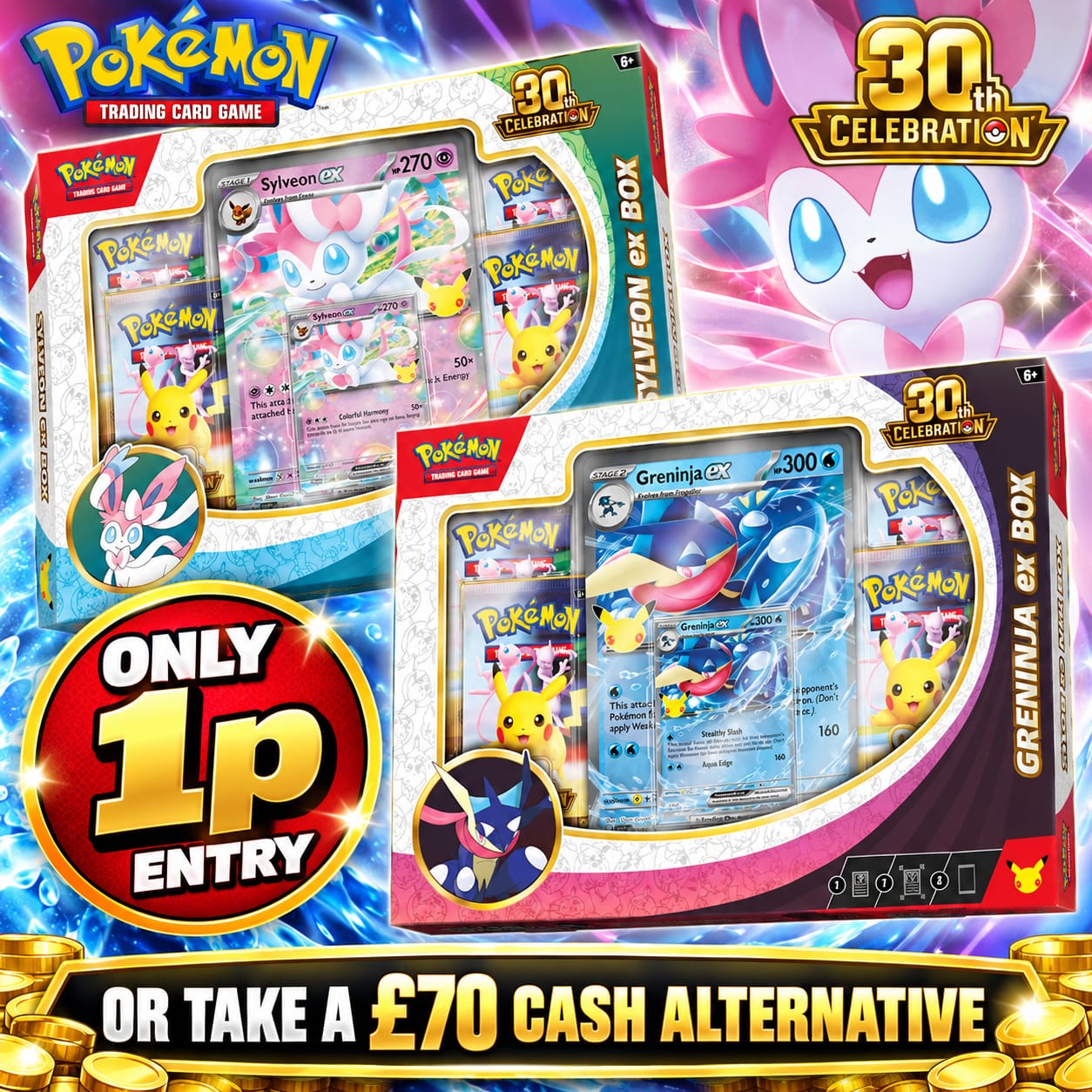Auto Draw – Pokémon TCG: 30th Celebrations Ex Boxes – Win BOTH