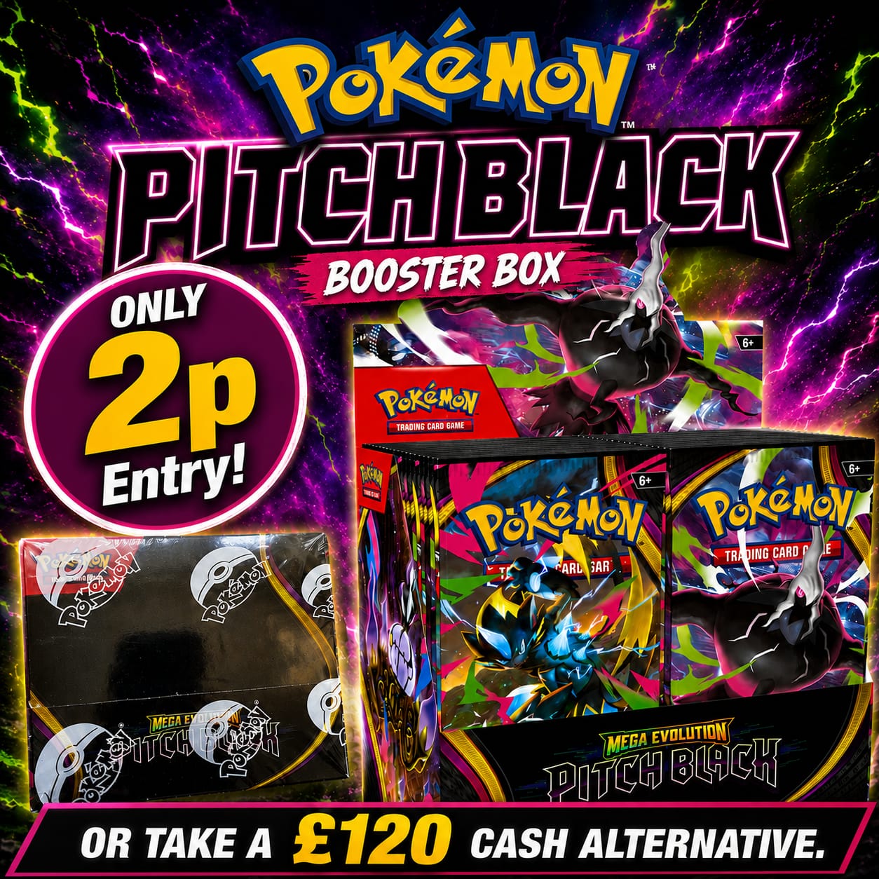 Auto Draw – Pokémon TCG: Mega Evolution Pitch Black – Booster Box (36 Packs) – Sealed