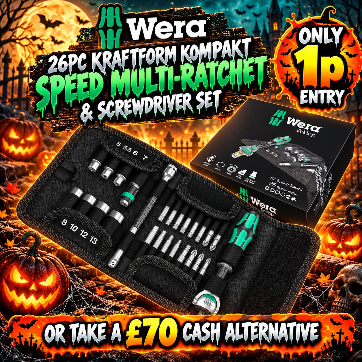 Auto Draw – Wera 26pc Kraftform Kompakt zyklop Speed Multi-Ratchet & Screwdriver Set