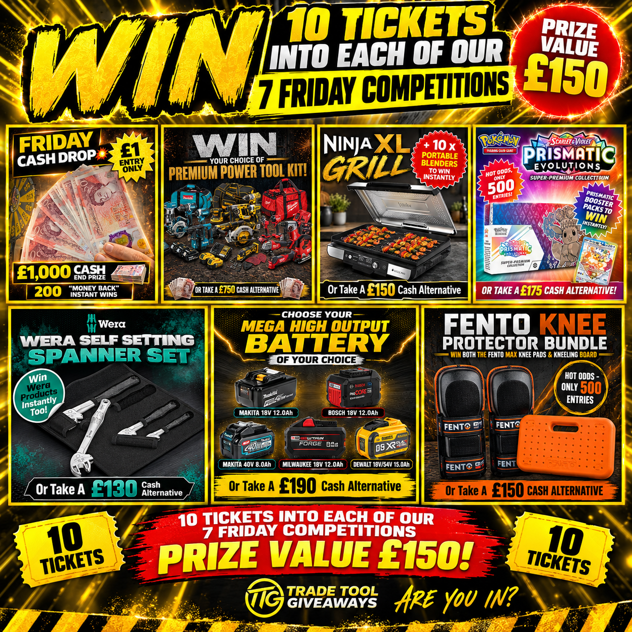 Auto Draw – Win 10 Tickets Into Each Of Our 7 Friday Competitions (11th Sept 26)