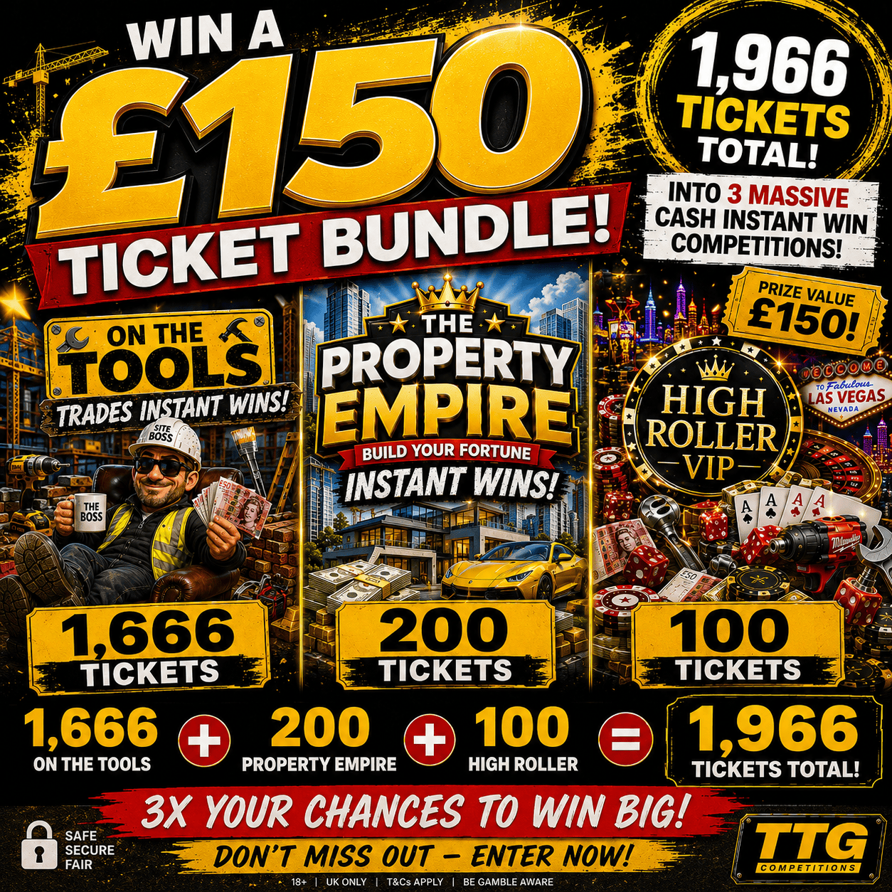Auto Draw – Win A £150 Cash Instant Win Ticket Bundle – 1,966 Tickets!!!