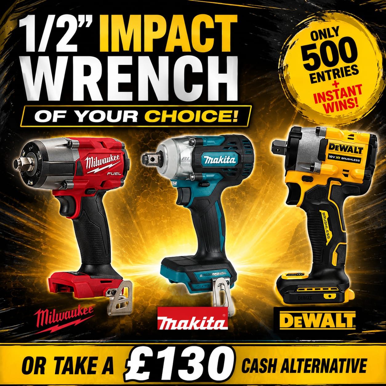 Branded 18v 1/2″ Impact Wrench Body (+ Instant Wins!)
