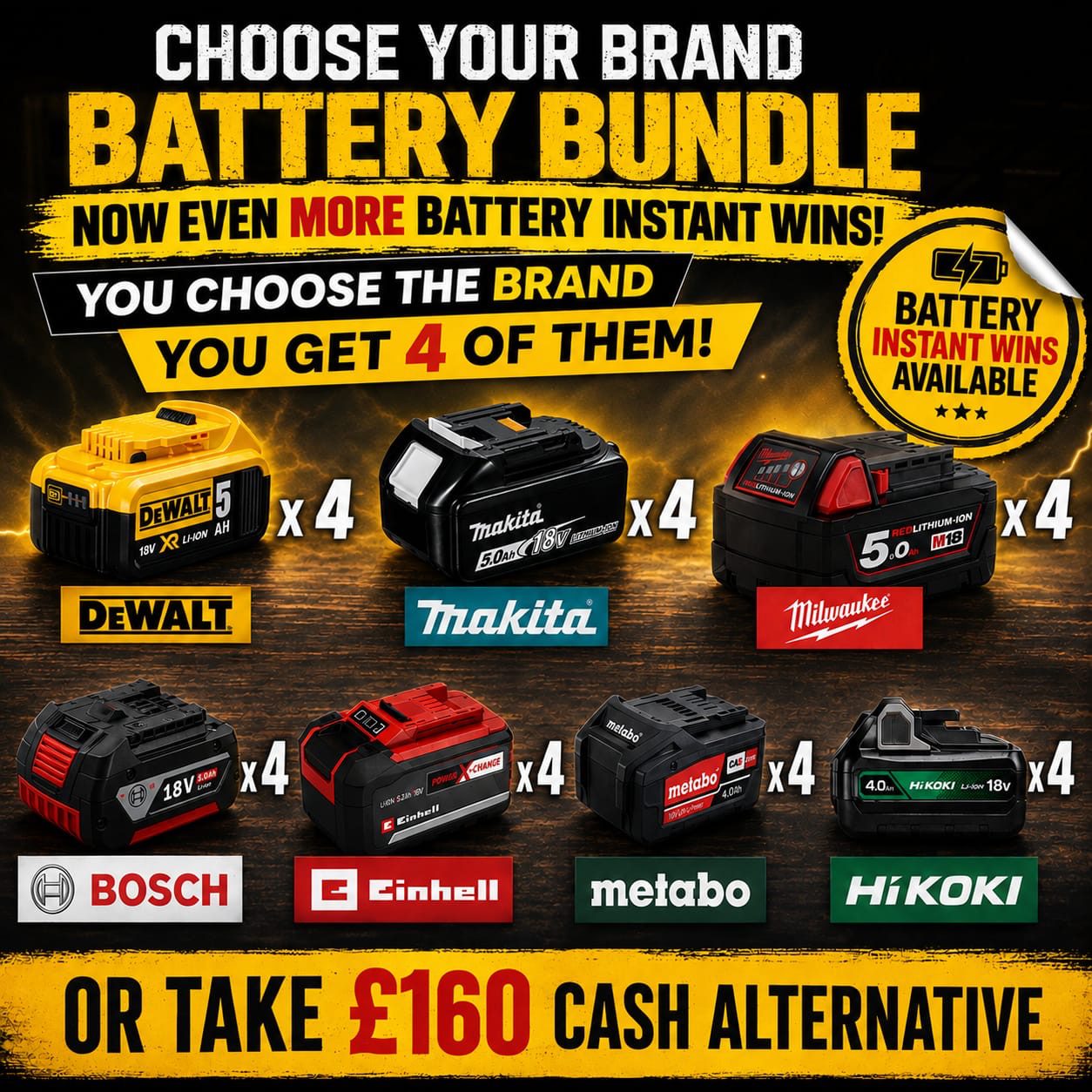Branded 18v 5ah Battery Bundle Of Your Choice (+ EVEN MORE 5ah Battery Instant Wins)