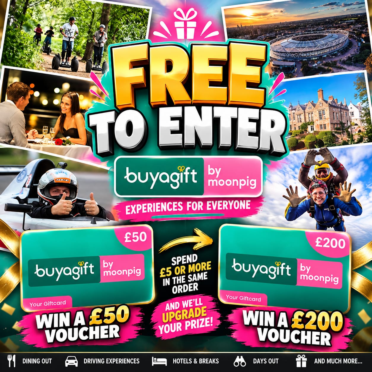 FREE TO ENTER – £50 Buyagift Voucher | Spend £5+ To Upgrade To A £200 Buyagift Voucher!!!
