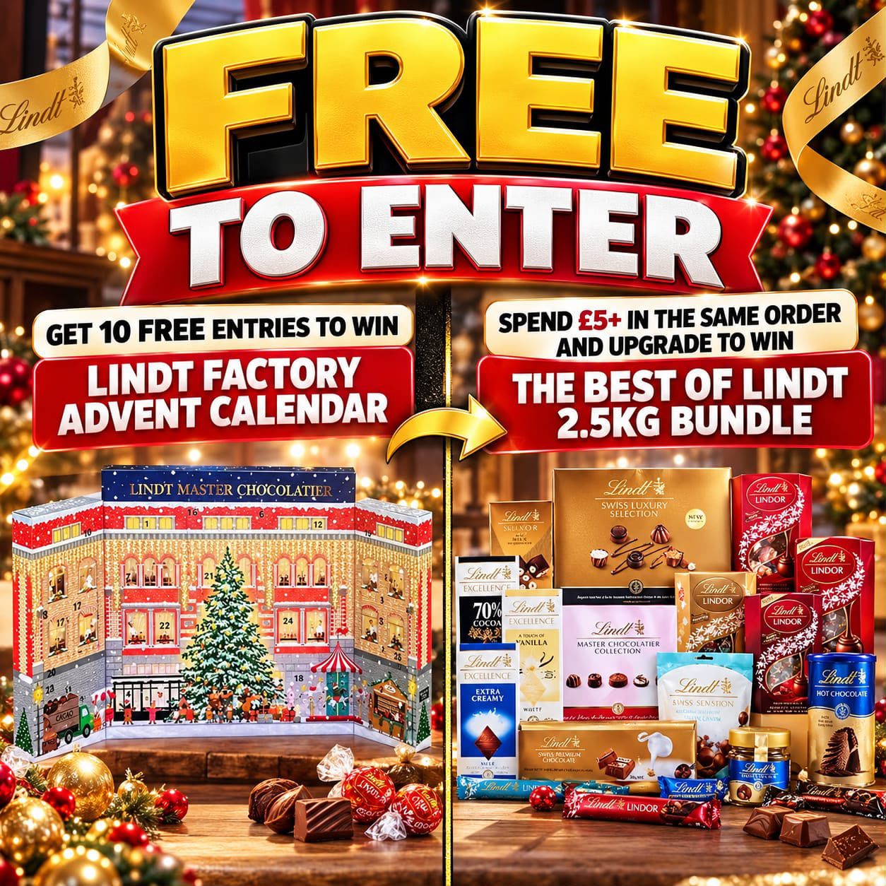FREE TO ENTER – Lindt Chocolate Factory Advent Calendar | Spend £5+ To Win Both!!!
