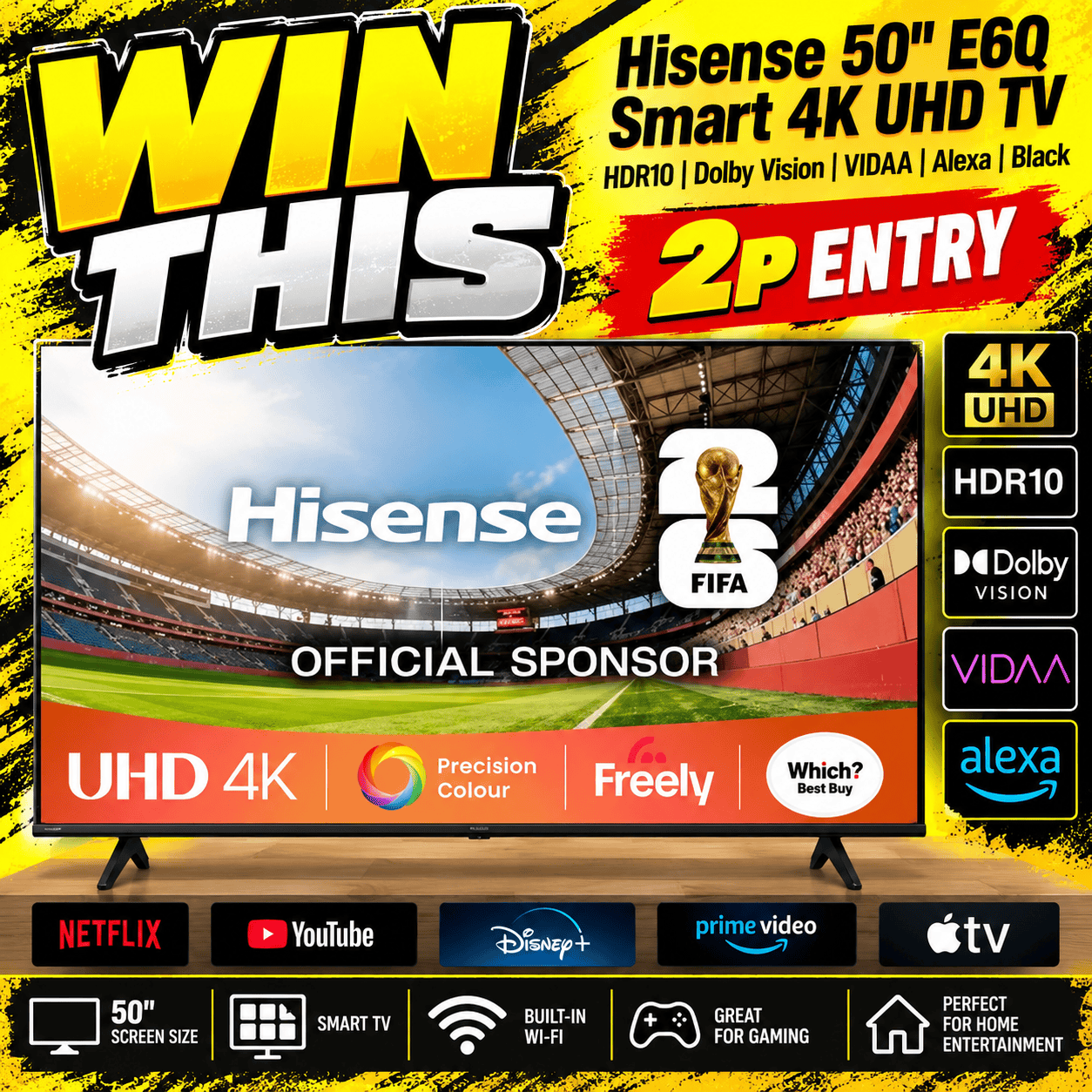 Hisense E6Q 50″ LED 4K HDR Smart TV