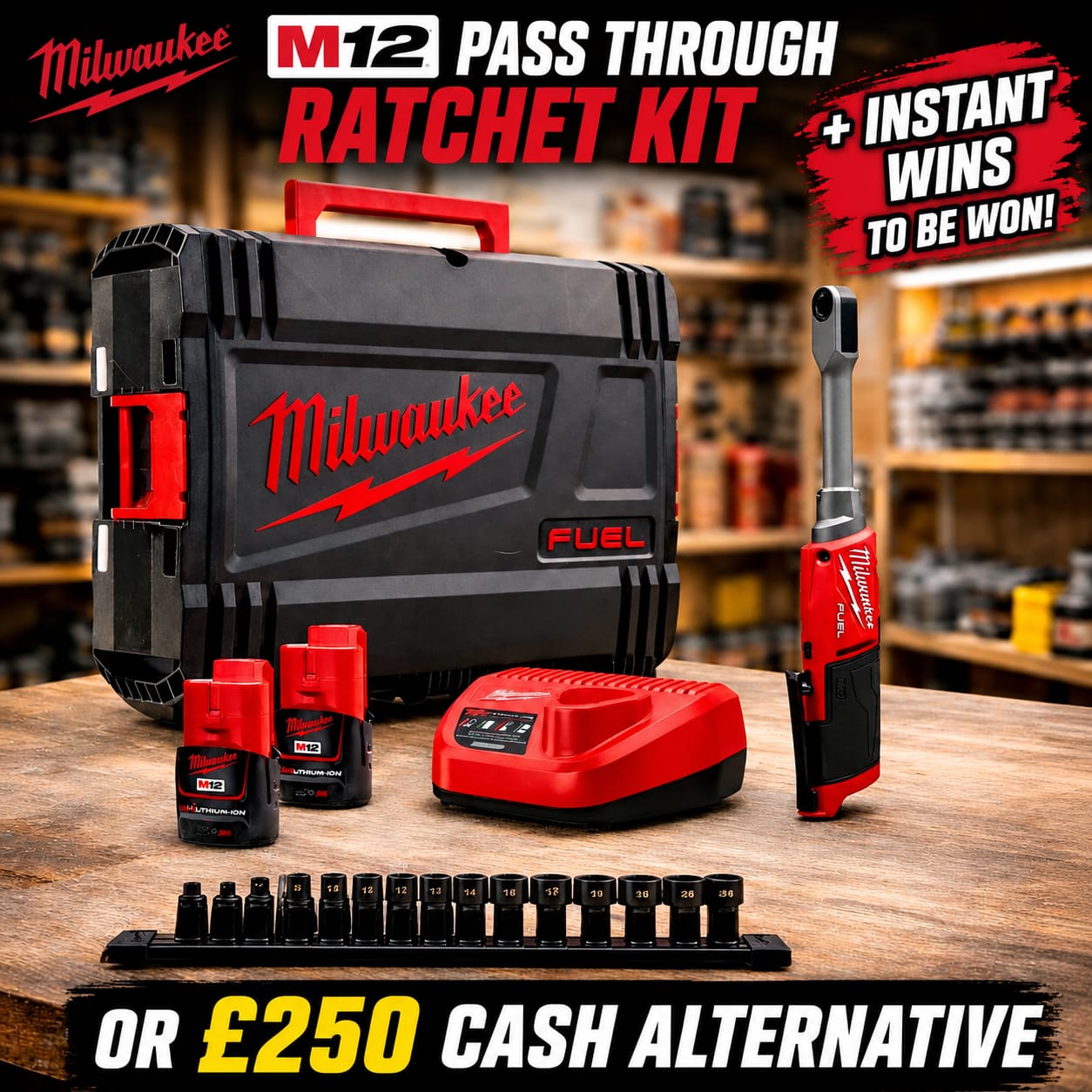Milwaukee M12 Pass Through Ratchet Kit #16 (+ Instant Wins!)