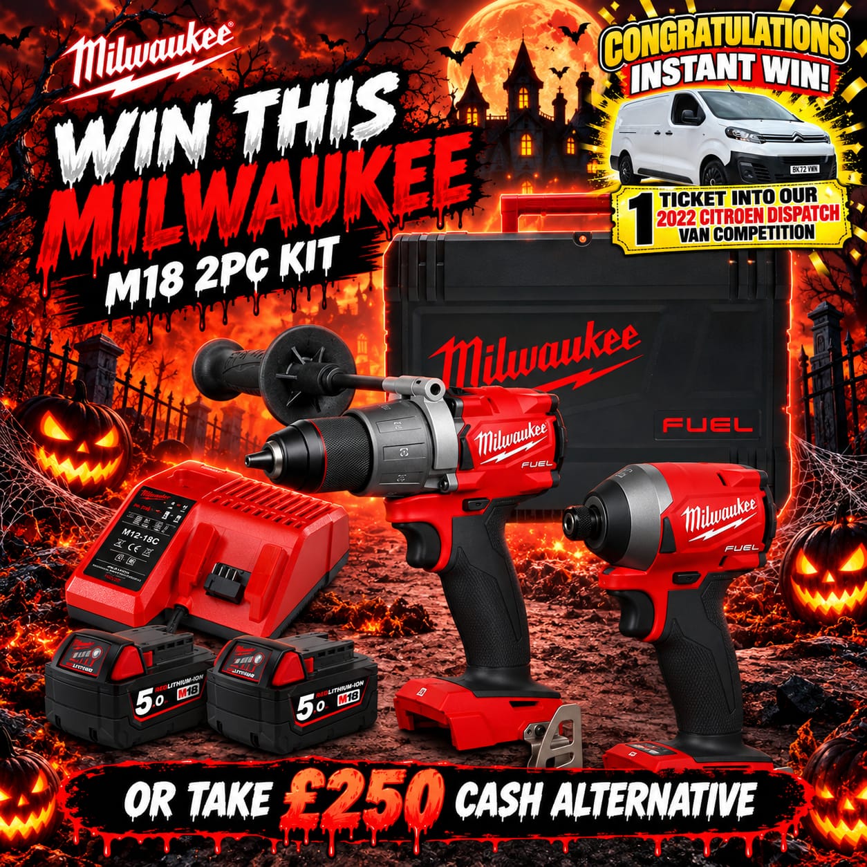 Milwaukee M18 Brushless 2pc Kit (+ Van Entry Instant Wins)