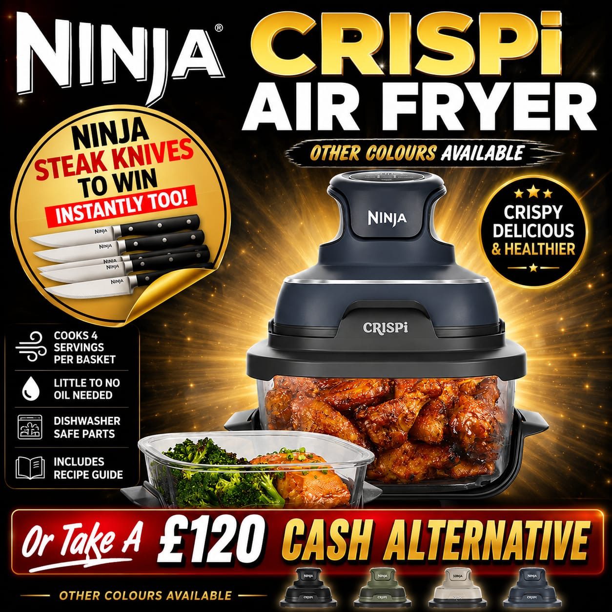 Ninja CRISPi 4-in-1 Portable Glass Air Fryer