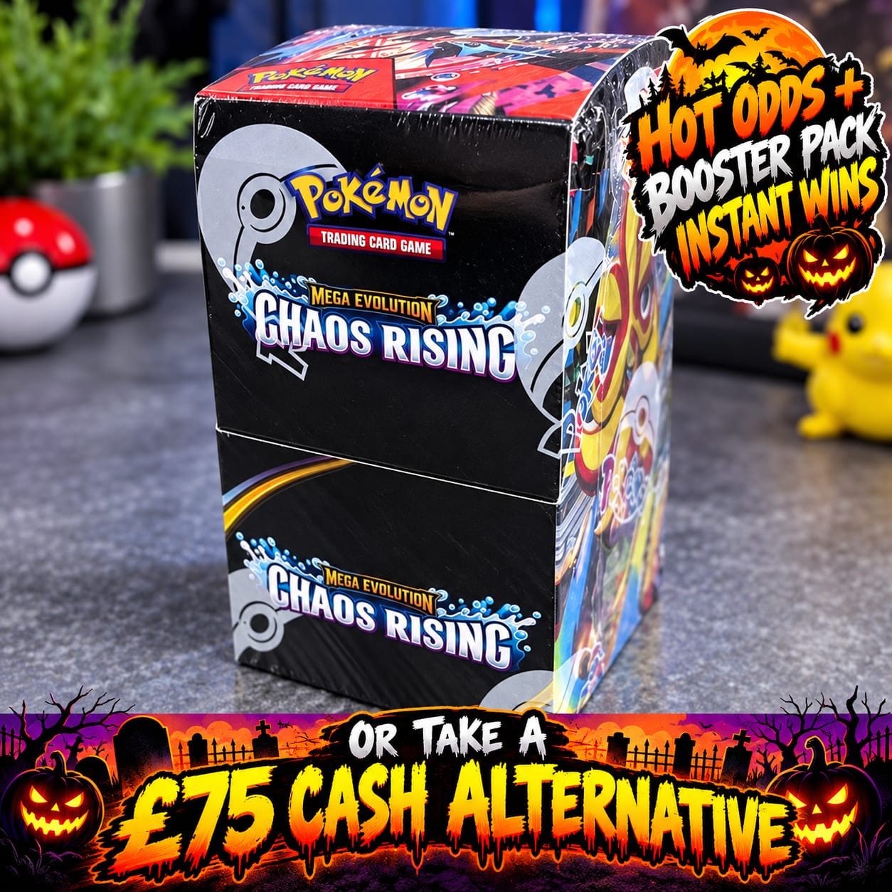 Pokémon TCG: Chaos Rising Half Booster Box – Sealed 18 Packs (+ Booster Pack Instant Wins)