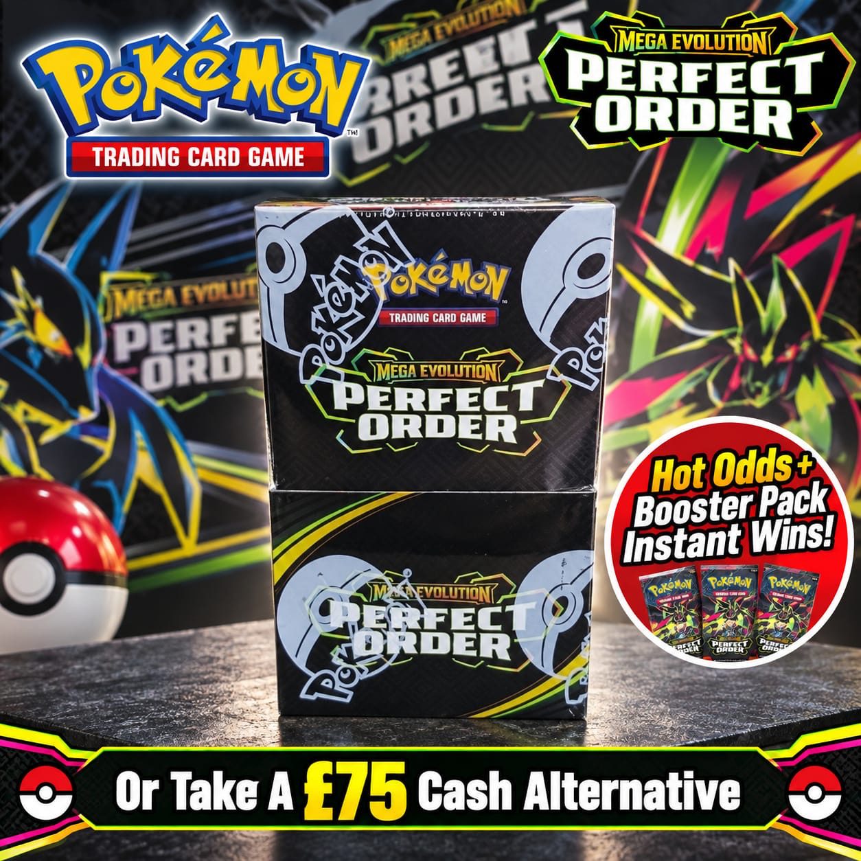 Pokémon TCG: Mega Evolution – Perfect Order Half Booster Box (+ Booster Packs Instant Wins)