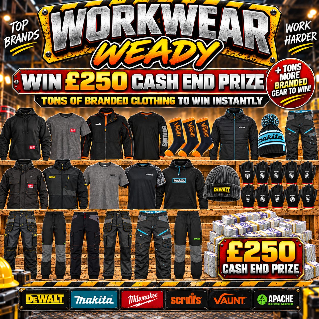 Workwear Weady – £250 End Prize – Branded Workwear Instant Wins!